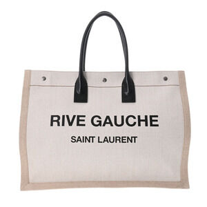 SAINT LAURENT Rive Gauche Tote Bag White Leather Coated